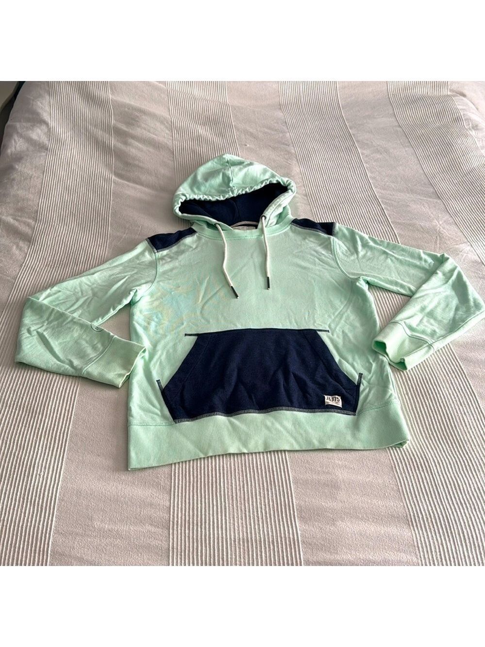 Jack & Jones Colour Block Mint Green and Navy Blue Hoodie Size Large